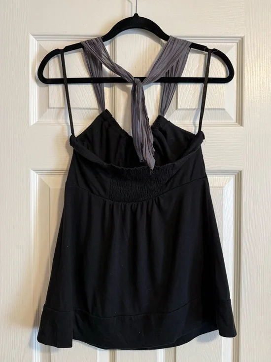 American Eagle Outfitters Black Tank with Gray Halter Straps - Picture 2 of 3